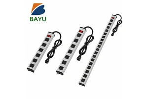 Heavy Duty 15A 220V Industrial PDU Power Strip 6/7/18 AC Outlets With Reset Switch Extension Cord Surge Protector For Workshop