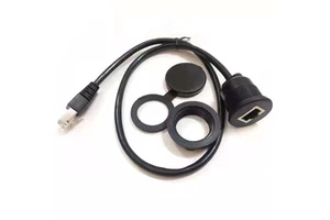 Wholesales Durable 0.5/1/1.5m Waterproof Dustproof CAT5 RJ45 Male to Female Panel Mount Ethernet LAN Network Extension Cable
