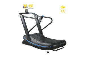 ZF8700 HUANYU Commercial Curved Mechanical Treadmill Manual Self-Powered 150 Kg Net Weight 1600*480mm Running Area LED Wireless