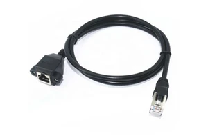 Panel Mount RJ45 Female to Female Extension Power Network Lan Patch Cord Cable with Screw PVC