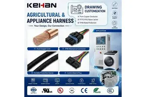 OEM Factory Custom Wire Harness Pure Copper Conductor PTFE/PVC/Nylon IP68 Rated for Electric Agricultural Home Appliance Use