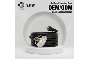 Linsheng ETL Listed 16/3 SJTW 3-Outlet Lighted 15A Heavy Duty Outdoor Extension Cord 25FT For Home Appliance