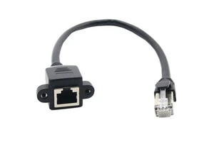 0.2m 0.3M 0.5m 0.6m 1m 2m 3m 5m RJ45 Cat5E Male to Female Screw Panel Shielded Ethernet LAN Network Extension Cable for Computer