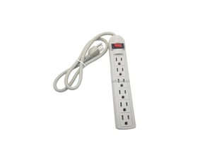 American Standard 6 Outlet Surge Protector Beige Power Strip 2/3/6 FT Cable 15A ETL Certified Extension Socket USB-C Ports
