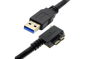 Micro-B Cable With Panel Mount 90 Degree Angled To USB 3.0 A Male Machine Vision