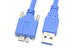 USB 3.0 AM to Micro BM Coaxial Industrial Camera Data Transfer Cable with Lock Screw and PVC Jacket