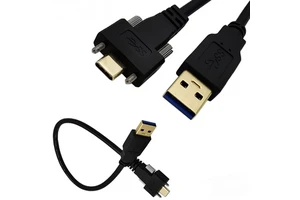 0.3m Type C to USB 3.0 a Screw Locking Cable USB-C Male to USB a Male Cable for Industry Camera