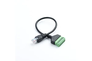 cantell RJ45 male plug to solder-free 8pin green screw terminal adapter Network extension cable