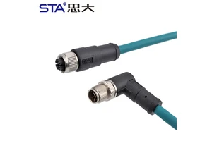 Customized M12 X-Code 8 Pin Industrial Camera Cat6a Data Cable Waterproof Connector Male Female Straight/Angle Aviation Plug
