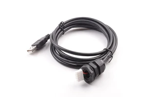 Micro-USB TPE Waterproof Braid Cable Industrial Grade Panel Mount Molex Connector 1m Length 3A Fast Charging Smart Camera
