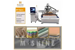 Jinan M-shine Heavy Duty 4 Axis CNC Router with 9KW Spindle Single Spindle Gear Transmission for Wood Engraving & Cutting