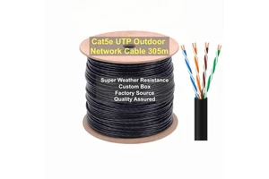 Export Standard Cat5e UTP Outdoor Network Cable 305m Carton Customized Weatherproof Cable Factory Export Supply