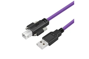 USB to Square Print Data Cable 2.0 Male Female to Male High Flexibility Drag Chain Industrial Camera Extension Cable with Lock