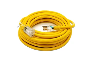 Industrial Equipment Power Cord Extension Yellow Outdoor Heavy-Duty 25ft/50ft/75ft/100ft Male IEC and Female End Type