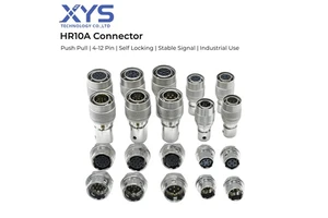 HR10A Push Pull Circular Connector, 4 Pin 6 Pin 12 Pin Industrial Camera Cable for Machine Vision, Robotics Automation Systems