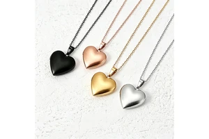 Ywyougang Custom Engravable Heart Locket Necklace, Cable Chain Photo Pendant for Women Memorial Gift