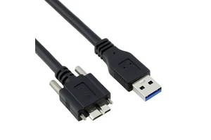 USB 3.0 a to Micro-B Plug Data Cable with Locking Screw 1m PVC Jacket Braid Shielding for Industrial Camera Machine Vision