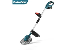 MulinSen Cordless Grass Trimmer Brushless Lithium Electric Lawn Mower 2 Batteries Adjustable Garden Weeder Machine Set