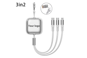 Low MOQ Customized Logo 6A 100W Retractable Right-Angle Braid Shielding PVC Pure Copper Conductor Customizable Length Cable
