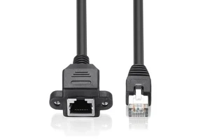 Cat 5 RJ45 Male to Female Ethernet LAN Network Extension Cable With Screw Panel Mount
