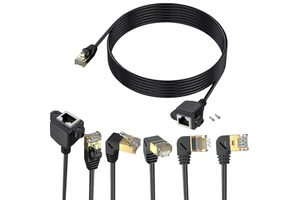 G-karve CAT8 Network Patch Cord 10 Gigabit 8 RJ45 Male-to-Female 90-Degree Ears Screw-Mountable Ethernet Cable Extender
