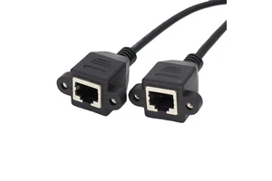 RJ45 Cat6 Female to Female 8P8C RJ45 Panel Mount Screw LAN Ethernet Network Extension Cable