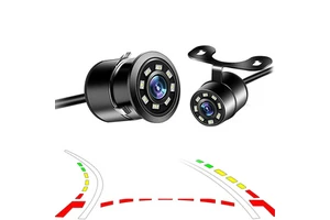 Car Backup Camera with Dynamic Trajectory Guide Line CVBS Analog Reverse Rear View Cam Adjustable Fisheye Lens IR Night Vision