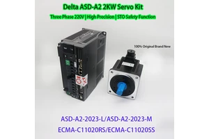 100% New Delta 2.0KW Three-Phase AC Servo System A2 Servo Kit ASD-A2-2023-L/M + ECMA-C11020RS/SS 3000rpm IP65 Motor Packaging