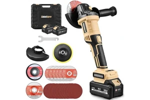 Cordless Brushless 4.0Ah 20V Angle Grinder with Rotating Head 4-1/2 Inch 2-Cordless Battery Charger Cutting Grinding Polishing