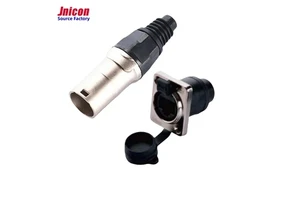 China Jnicon RJ45 IP65 IP44 Waterproof Plug Metal Connector Male Female Ethernet Wire Network Extension Cables Cat5 Connector