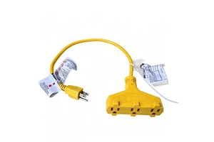 Heavy Duty Extension Cord 12AWG SJTW Outdoor Power Cables 15A 3 Prong T-Shape Electrical Supplies for Construction Industry