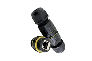 Professional IP68 Waterproof RJ45 Connector Cat6 Shielded Outdoor Ethernet Coupler PA66 Nylon for CCTV IP Camera POE Lighting