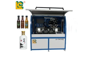 LC-CNC103 New High-Speed Full Servo Screen Printing Machine with CCD UV for Cylinder Bottle Auto Print 3-Station