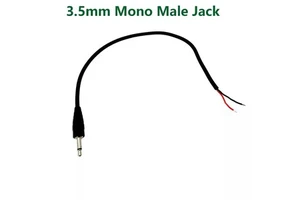 3.5mm 1/8" Audio Repair Cable Male Monaural Mono TS Jack Bare Wire Open End 12V DC Trigger for Headphone Mic Speaker