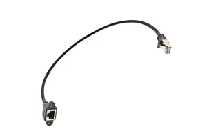 Category 6 FTP Copper Network Cable Male to Female RJ45 Extension Mounting Ears Screw Holes Fixation Black PVC LSZH TPE Jacket
