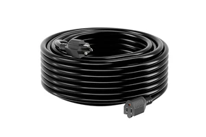 3/12AWG SJTW 25ft Black PVC Jacket Electric Extension Cord NEMA Female End US Plug Standard ETL Certified Home Use