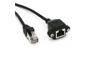 Cat6 Screw Panel Mount Ethernet Network Extension Cable RJ45 Male Female PVC Jacket Audio Video Ears for Fixing for Computer Use