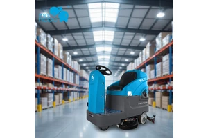 Mini Hippo Commercial Ride-on Battery-Powered Floor Scrubber Burnishing Double Disc 760mm Cleaning Width Cold Water Cleaning