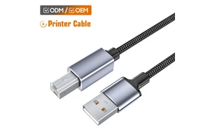 Custom Good Quality Aluminum Alloy Metal USB-B To USB-C Braided Nylon Data Cable For Printer Tablet Computer