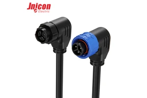 M16 3 Core Push Pull Self Locking Connector 10A 300V IP67 Right Angle Molded Cable Plug for LED Light
