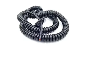 Custom Copper Conductor 2-Core/3-Core/4-Core/5-Core/6-Core TPU Black Bright Spring Wire High Elastic Telescopic Spiral Cable