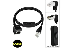 Customized RJ45 Extension Cable Cat6e Ethernet Male to Female Connector Network Extension Cable Black CAT 6 UTP Sftp Cat 8 20cm