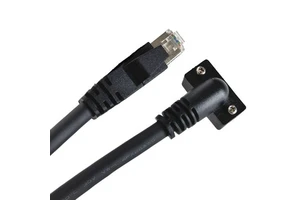 OEM 1M /2M/3M RJ45 male to Down Angle RJ45 8P8C Cat6 SFTP High Shielded Gigabit Ethernet Industrial Camera Cable with Screw Lock