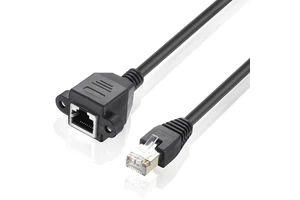 Bochara Cat 5 RJ45 Male to Female Ethernet LAN Network Extension Cable With Screw Panel Mount 30cm 60cm 100cm 150cm 2m 3m 5m