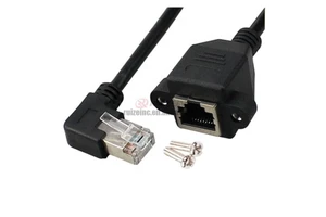 Gigabit Extension Rj45 Male to Female Category 6 Network Extended Cable With Screw Holes Elbow