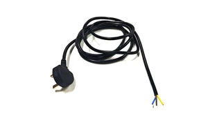 Heavy Duty 3 Core 1.5mm2 Power Cord with UK Plug & Stripped Wire Ends for Computers Power Stations Electrical Equipment
