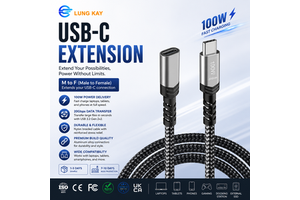 LUNG AKY OEM 20Gbps Data Transfer PD USB 3.1 Gen2 Type-C Male To Female Nylon Braided Extension Cable For Laptop Phone Monitor