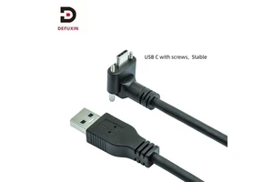 DFX USB 3.0 to Type C Cable 1m, Dual Screw Lock Industrial Camera Wire 90 180 Degree Vision Cord for Machine Vision