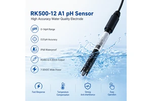 Groundwater pH Sensor 0-14pH Submersible IP68 RS485 for Well Water Quality Monitoring Hydrogeological Survey