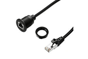 Round RJ45 Cat6 Male to Female Panel Mount Ethernet Cable Threaded Nut for Automotive and Industrial Network Connection